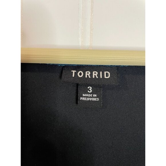 Torrid Womens Size 3 Blue Teal Floral Print Long Sleeve Empire Waist Dress - Picture 7 of 12